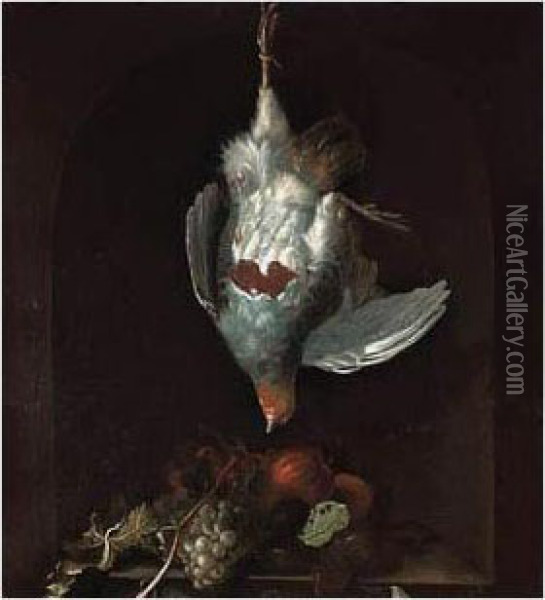 Still Life With A Partridge And Fruit In A Niche Oil Painting - Nicolas de Largillierre