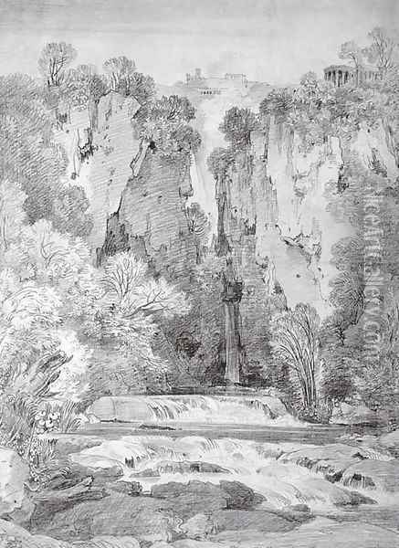 The falls at Tivoli Oil Painting - Simon-Joseph-Alexandre-Clement Denis