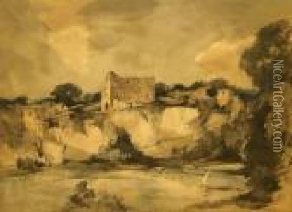 Chepstow Castle Oil Painting - Arthur Bowen Davies