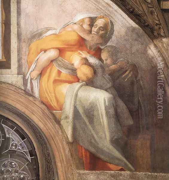 Asa - Jehoshaphat - Joram (detail -2) 1511-12 Oil Painting - Michelangelo Buonarroti