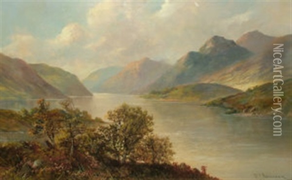 W Stronachlachar, Loch Katrine, Perth (+ Loch Lomond Nr Ardlui; Pair) Oil Painting - Frank E. Jamieson