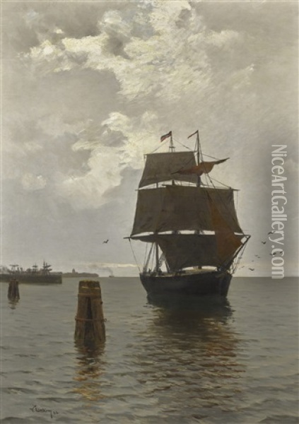 Sailing Ships On The Baltic Oil Painting - Walter Leistikow