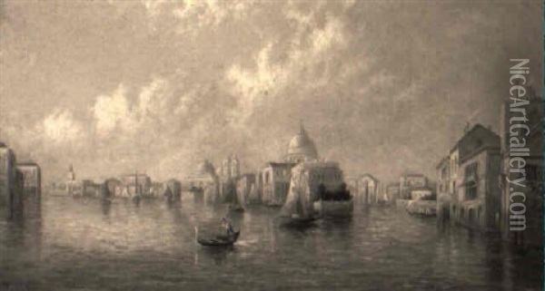 Gondolas And Fishing Smacks On The Venetian Lagoon Oil Painting - James Salt