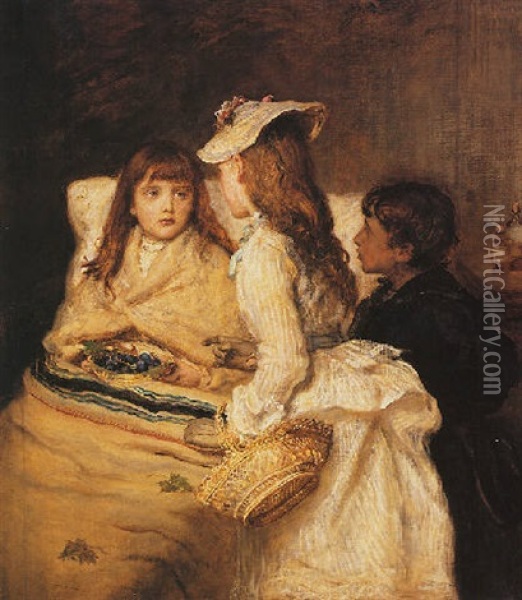 Getting Better Oil Painting - John Everett Millais