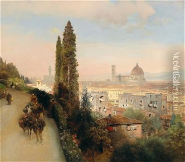 View Of Florence Oil Painting - Oswald Achenbach