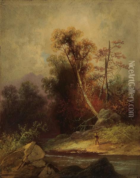 At The River's Edge Oil Painting - Charles H. Chapin