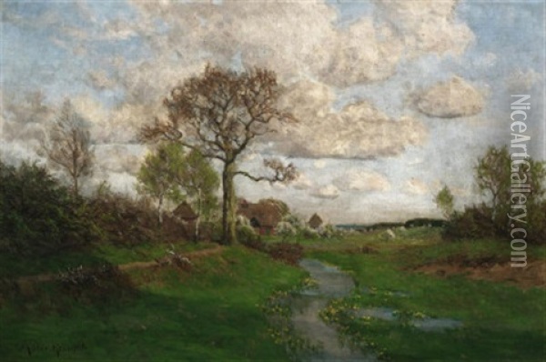 Im Vorfruhling. Bluhende Obstbaume Auf Dem Fischland Bei Ahrenshoop Oil Painting - Paul Mueller-Kaempff