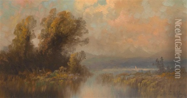Am Ufer Eines Vorgebirgssees Oil Painting - Oskar Mulley