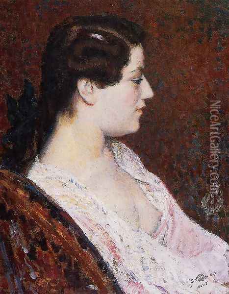 Woman with Bared Breast Oil Painting - Georges Lemmen