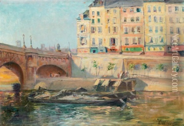 Le Pont Neuf A Paris Oil Painting - Gustave Henri Colin