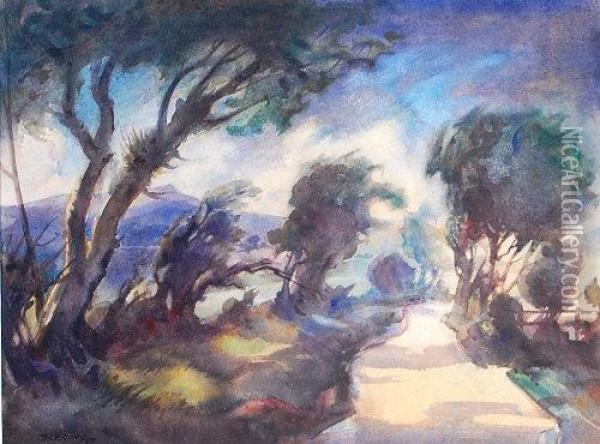 Windswept Country Lane Oil Painting - Harry Fred Darking
