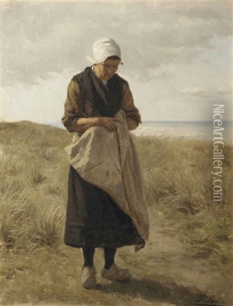 A Woman In The Dunes Oil Painting - Philip Lodewijk Jacob Frederik Sadee
