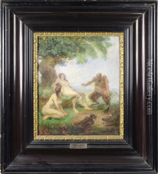 Nymphs And Satyr Oil Painting - Benes (Benesch) Knuepfer