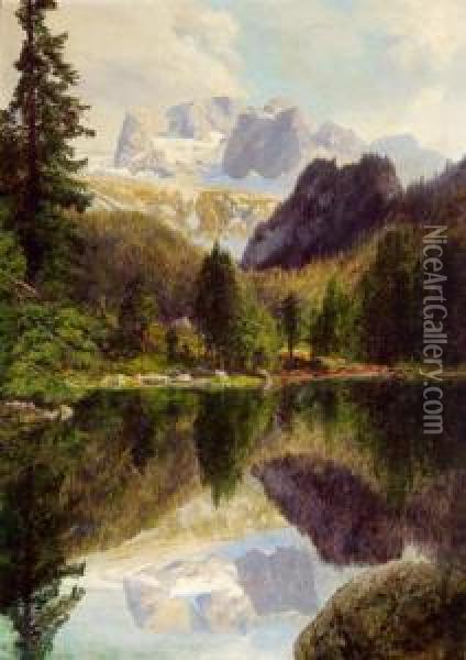 Dachstein Mit Gosausee Oil Painting - Konrad Petrides