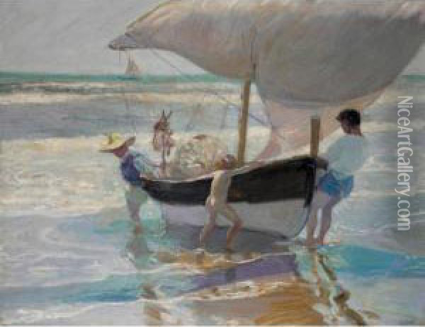 Volviendo Del Mar (returning From The Sea) Oil Painting - Enrique Valls