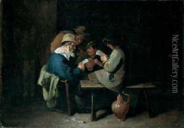 Die Kartenspieler. Oil Painting - David The Younger Ryckaert