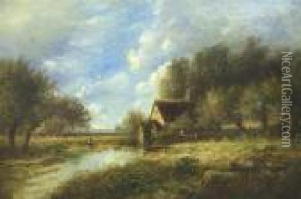 Landscape With Cottages Oil Painting - Joseph Thors