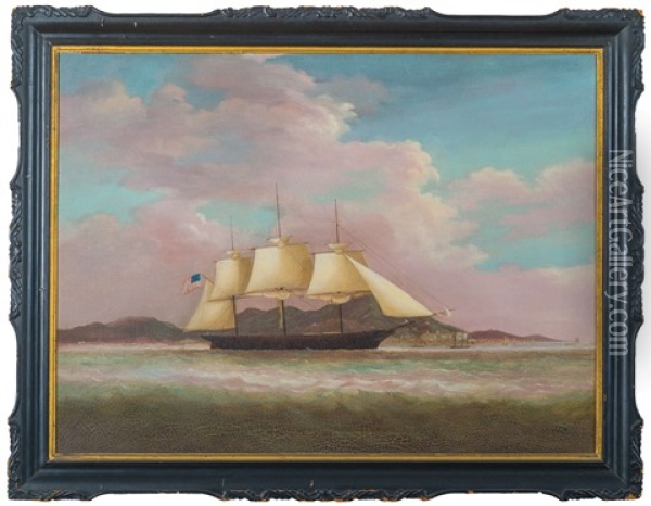 An American Clipper Ship In The Harbor Of Hong Kong Oil Painting -  Sunqua