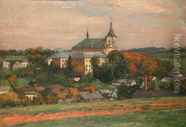 The Pauline Monastery In Nova Paka Oil Painting - Vaclav Brezina