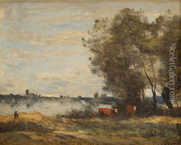 Bord De Riviere Oil Painting - Jean-Baptiste-Camille Corot