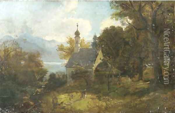 A chapel on a wooded hillside Oil Painting - Adolf Heinrich Lier