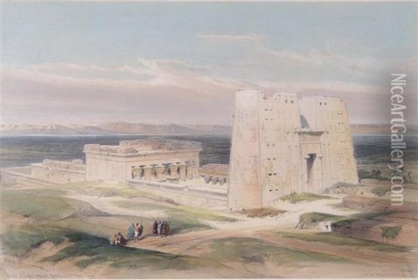 Temple Of Edfou-ancient Appolinopolis-upper Egypt Oil Painting - Louis Haghe