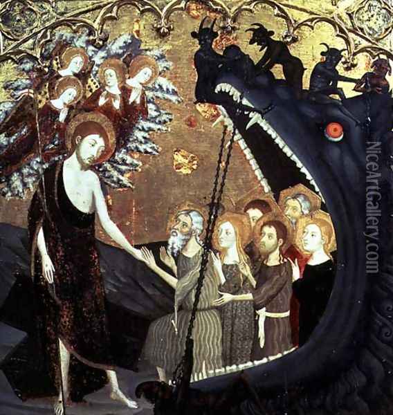 Panel of the Descent into Limbo, from the altarpiece of the convent of Santo Sepulchro, Zaragoza Oil Painting - Jaume Serra