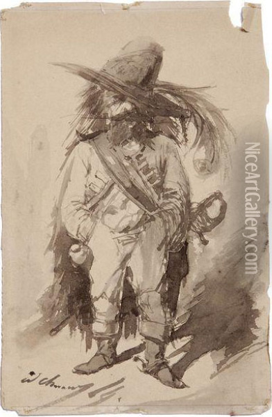 Un Bandit Calabrais Oil Painting - Amedee Charles Henri de Noe (Cham)