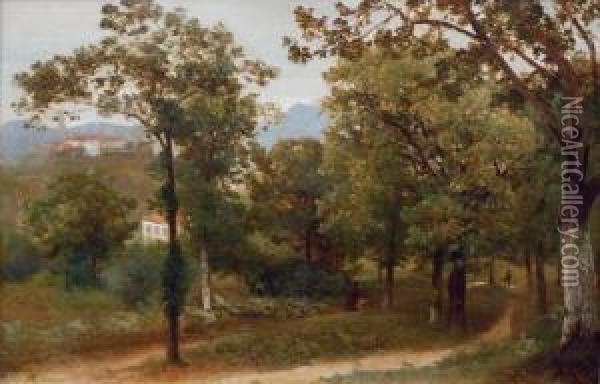 Oberitalienische Landschaft Mit Spaziergangern Oil Painting - Valentin Ruths