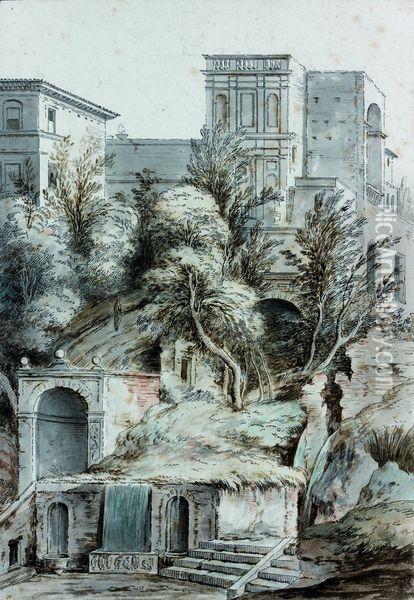 Vue De La Villa D'este Oil Painting - Jan Frans Van Bloemen (Orizzonte)