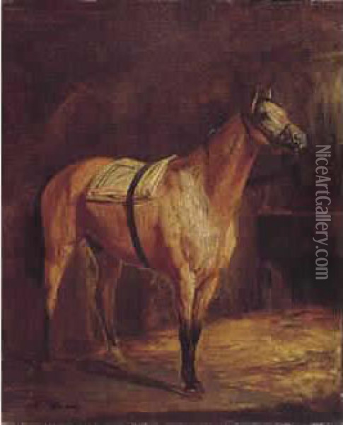 Cheval A L'ecurie Oil Painting - Adolphe Yvon