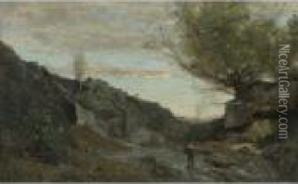 Un Torrent Des Abruzzes Oil Painting - Jean-Baptiste-Camille Corot