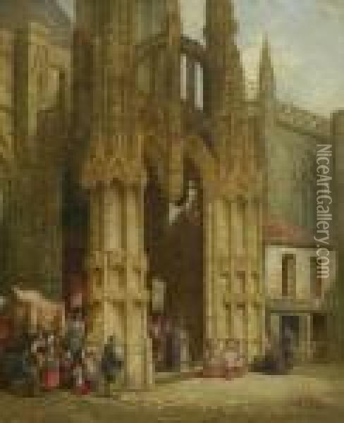 Portal Von Notre-dame In Louviers Oil Painting - Henry Thomas Schafer