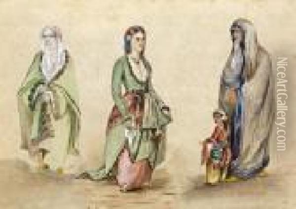 Etude De Femmes Ottomanes Et Enfant Oil Painting - Eugene Pierre Francois Giraud