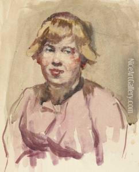 Study Of A Woman In Work Clothes Oil Painting - Sarah Henrietta Purser