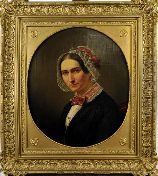 Portrait De Femme Oil Painting - Auguste Chauvin