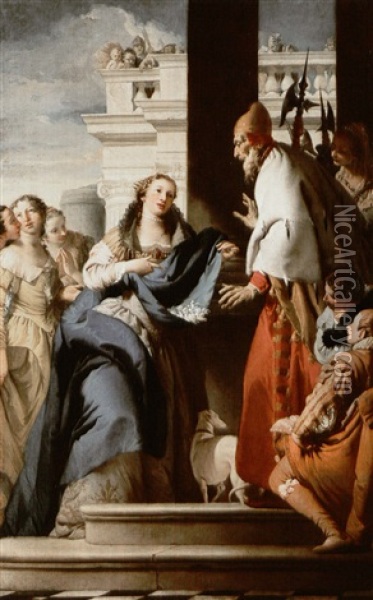 Saint Grata Showing Her Father Lupus The Flowers Of         Saint Alexander Oil Painting - Giovanni Raggi