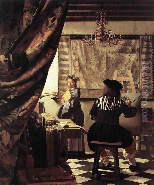 The Artist's Studio 1665 Oil Painting - Jan Vermeer Van Delft