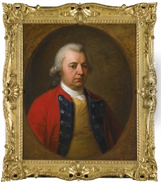Portrait Of General James Masterson Mp (1715-77), Bust-length, Wearing A Red Coat Oil Painting - Angelika Kauffmann