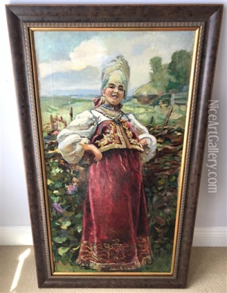 Russian Girl Oil Painting - Konstantin Egorovich Makovsky