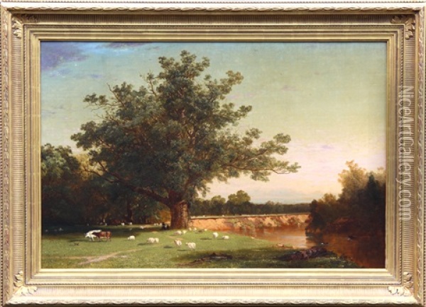 The Wadsworth Oak Oil Painting - John Frederick Kensett