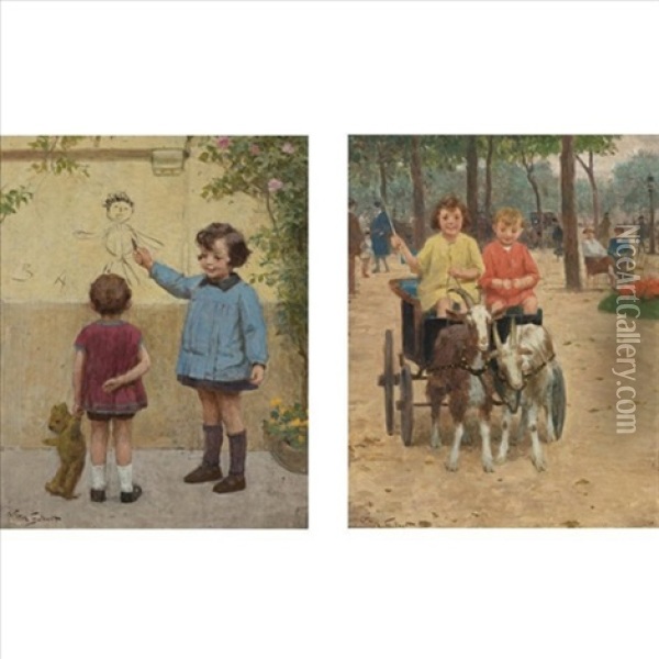 The Young Artist (+ The Promenade; Pair) Oil Painting - Victor Gabriel Gilbert