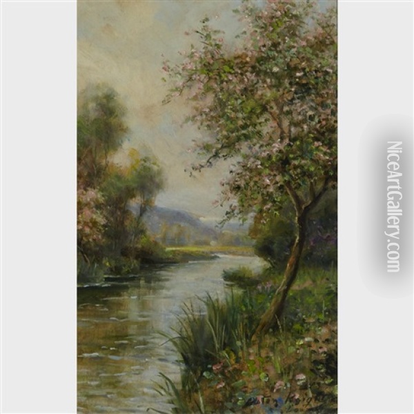 Trees In Blossom (a Souvenir From Normandy) Oil Painting - Louis Aston Knight