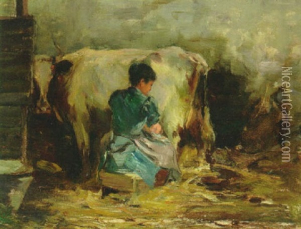 En Ung Pige, Der Malker Oil Painting - Gerke Henkes