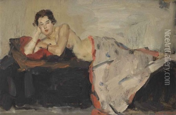 Reclining Nude, London Oil Painting - Isaac Israels
