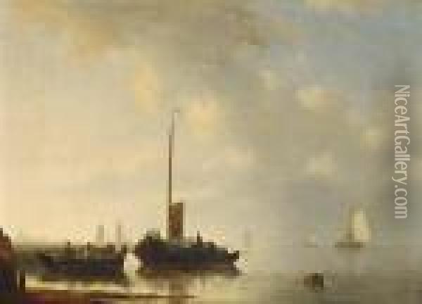 Sailing Vessels Off The Dutch Coast Oil Painting - Antonie Waldorp