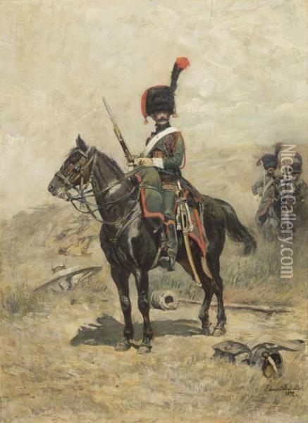 Soldier On Horseback Oil Painting - Jean Baptiste Edouard Detaille
