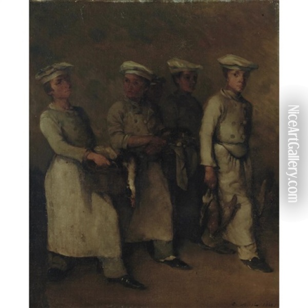 The Young Chefs Oil Painting - Theodule Ribot