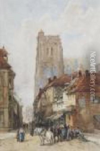 Abbeville Cathedral Tower, Normandy Oil Painting - William Bingham McGuinness