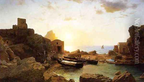 Marina Piccola, Capri Oil Painting - William Stanley Haseltine